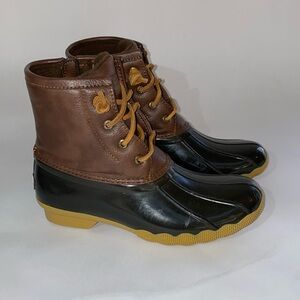 Sperry Zip up Saltwater boots, Brown and black, Size 3youth